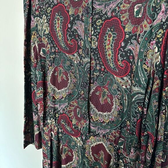 E.D Michaels Vintage Women’s Intricate Damask Dark Paisley Drop Waist Midi Dress - Picture 15 of 16